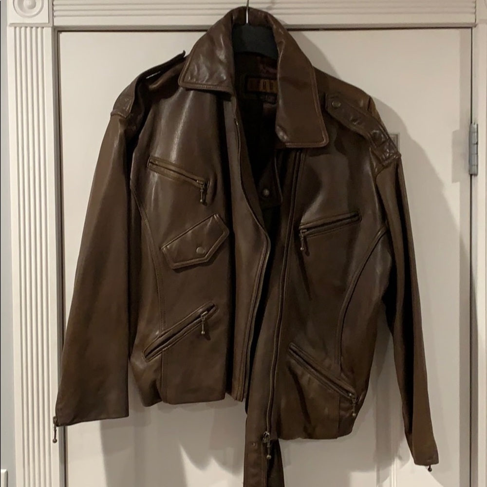 Brown leather vintage Moto jacket size medium W’s